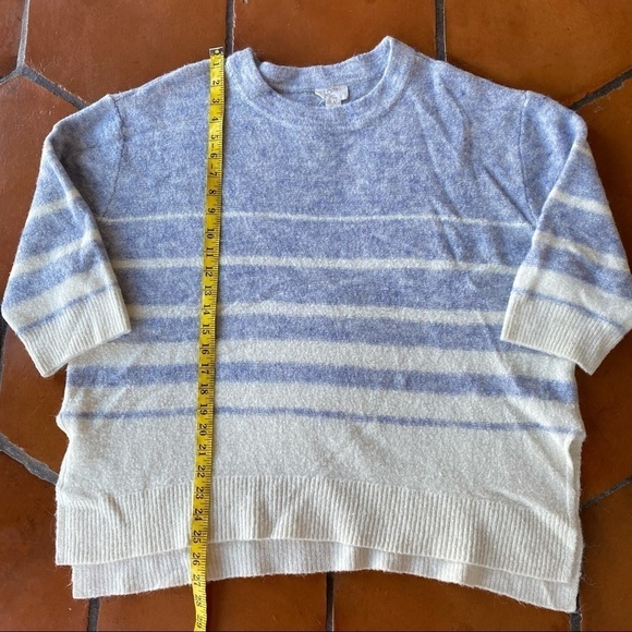LOFT Lounge Sz Medium Super Soft Sweater Slouchy Oversized Blue Striped - Picture 6 of 8